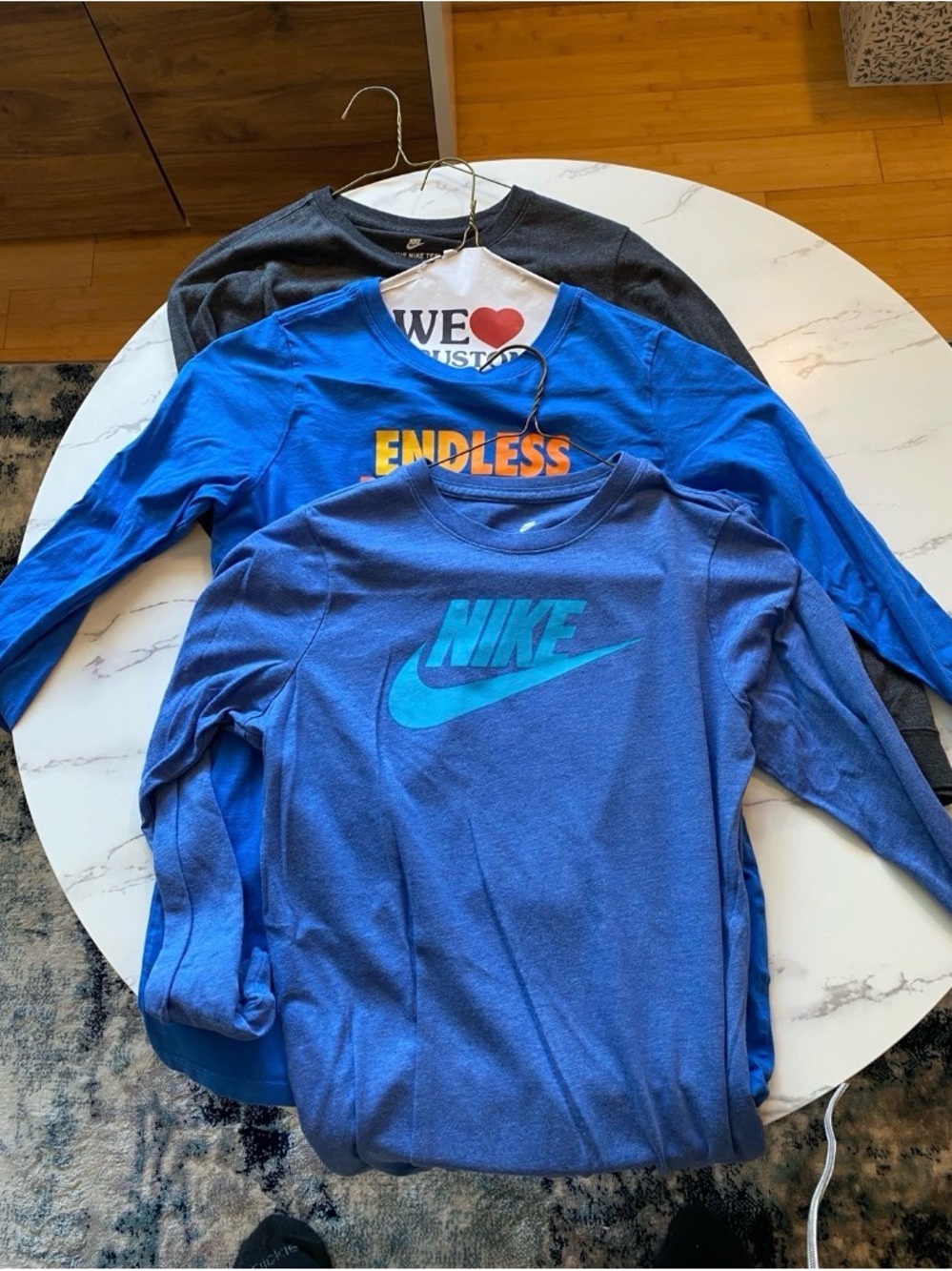 Nike Blue Long-Sleeve Tee with Teal Logo